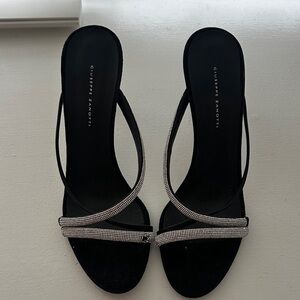 Giuseppe Zanotti Black Heels with Rhinestone Straps